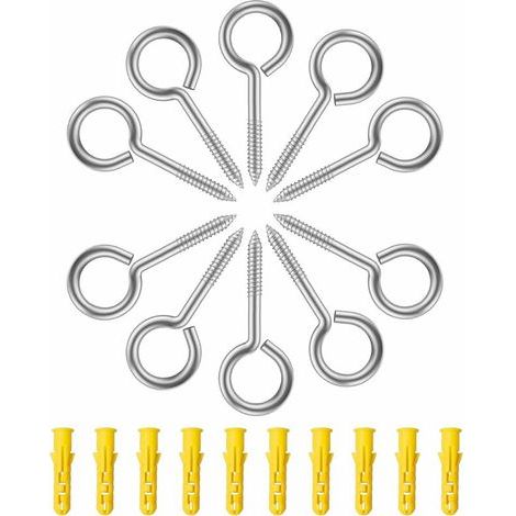 10 Stück Ringschraube, M5 x 65 mm Ringschraube mit Edelstahlgewinde, Schraubhaken
