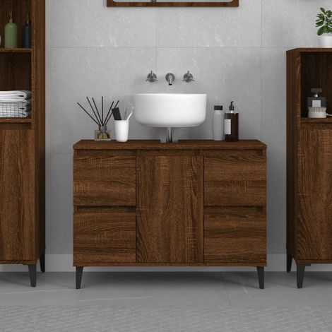 Armario de lavabo madera contrachapada roble marrón 80x33x60 cm vidaXL (1/5)