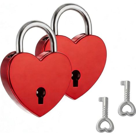 Mini cadenas en forme de cœur avec clé, ensemble de cadenas d'amour pour couples, rouge