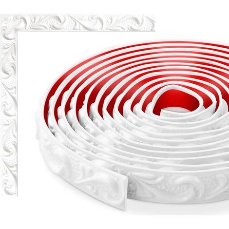 (Blanc, 5 mètres) Bandes décoratives murales flexibles, bandes décoratives murales autocollantes, DIY moulure encadrement, pour armoires, bords de murs, décoration de la maison (1/3)