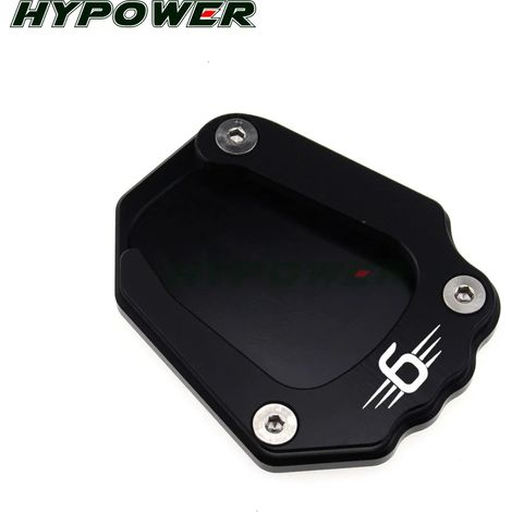 (Noir - 6 LOGO) Compatible avec BMW K1600B K1600GT K1600GTL K1600 B GT GTL 2017 2018 2019. Béquille latérale CNC, extension et plaque de support. Maxpower (1/4)