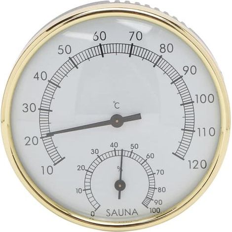 Thermomètre mural pour sauna avec échelle claire, hygromètre en acier inoxydable à induction mécanique. (1/5)