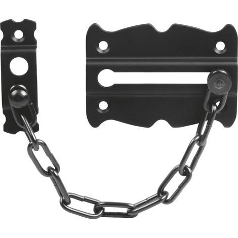 - Kettenschloss - Türzubehör - Erhöhte Sicherheit für Schiebetüren und Fenster - Robuster Stahl - Schwarz - 84 x 58 mm (1/4)