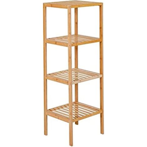 Étagère en Bambou, 4 tablettes, Couleur Bois