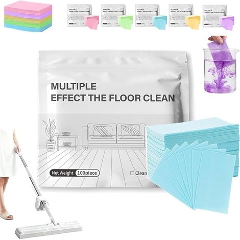 Nettoyant Pour Serpillière Et Sols 100 Tablettes Parfumées Puissantes, Multi-Effect Tile Floor Cleaner Slice, Fast Dry Fresh and Comfort Comprimés de Nettoyage pour sols (Bleu, 100PCS) (1/5)