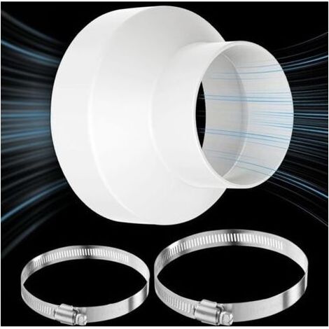 Adaptateur de tuyau rond de 150100 mm Droites Réducteur de Conduits en ABS Avec 2 colliers en acier inoxydable pour ventilateur tubulaire Réducteur Réduction Ventilation Conduit(6 à 4 pouces) (1/5)