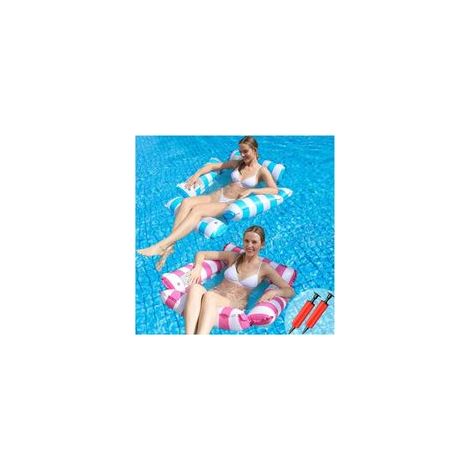 Hamac pour Piscine Gonflables, Ensemble de 2 Pièces de la Piscine à Lit Flottant à Quatre Tubes avec Filet Matelas Flottante (1/5)