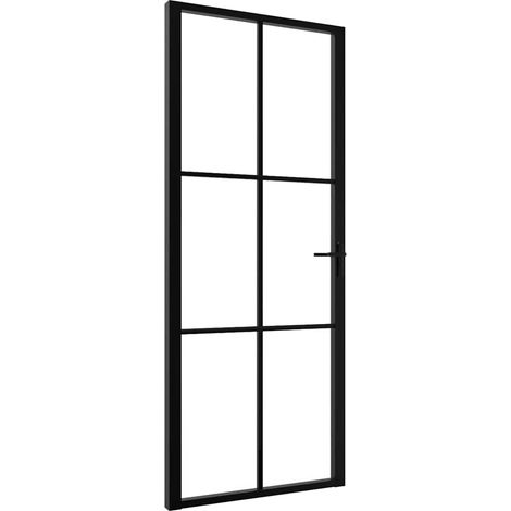 vidaXL Puertas interiores 83 x 201,5 cm Aluminio Negro y Transparente (1/2)