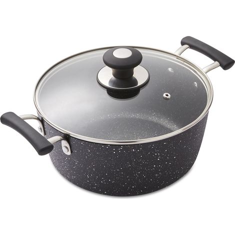 Tower T900116 Precision 24cm Non - Stick Forged Aluminium Stock Pot Diamond Coating, Soft Grip Handles, Black (1/5)