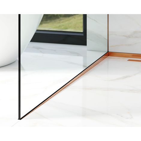 Profilo laterale sinistro inclinato per vetro doccia 8-10mm a pavimento 30mm x 1200mm - rame satinato