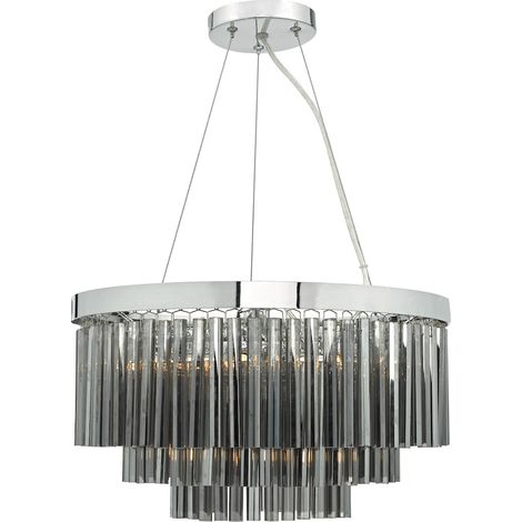 DAR GIOVANA - Suspension cylindrique en chrome poli et verre fumé, 5x G9 (1/5)