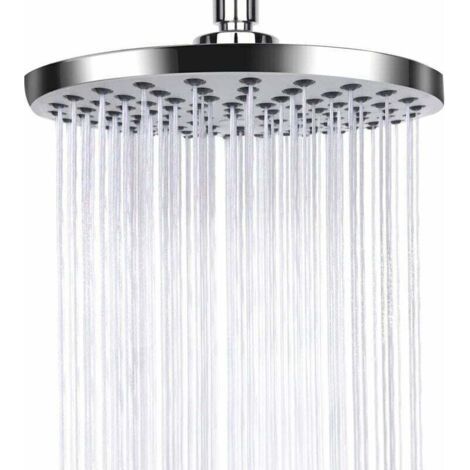 Pomme de Douche Anti Calcaire, Tête de Douche en Acier Inoxydable, Pommeau de douche à effet pluie, Pommeau de Douche Fixes Economie d'Eau et Haute Pression pour Salle de Bain, Argenté,de (1/4)