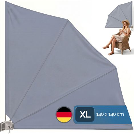DETEX® Balkonfächer Sichtschutz 140x140cm Wetterfest UV-beständig Faltbar Terrasse Seitenmarkise Sonnenschutz Trennwand mit Wandhalterung anthrazit (1/5)