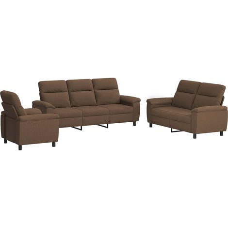 Sofa-Set 3 pcs Braun Stoff vidaXL