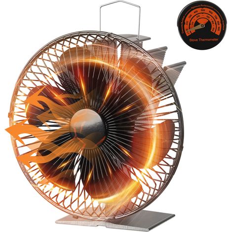 Jiubiaz 6 Pales Ventilateur de poêle rond alimentés par la chaleur pour poêle à bois Transfert d'air horizontal efficace silencieux, sûr, efficace (1/5)