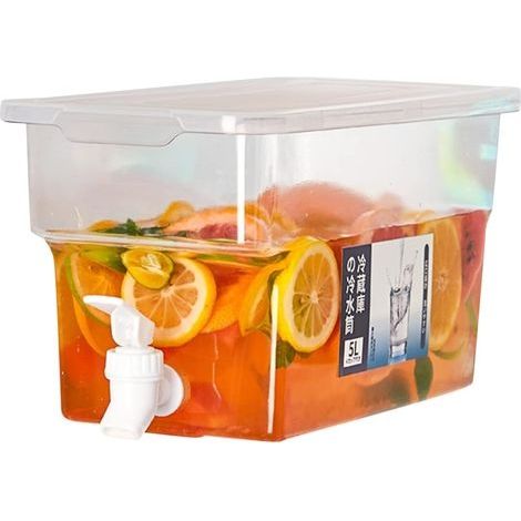 Réfrigérateur, 5L Distributeur d'eau avec Couvercle, Distributeur Boisson avec Robinet, Distributeur Jus en Plastique, Bouilloire Froipour LimonaJus Fruits Cocktails Fête (1/5)