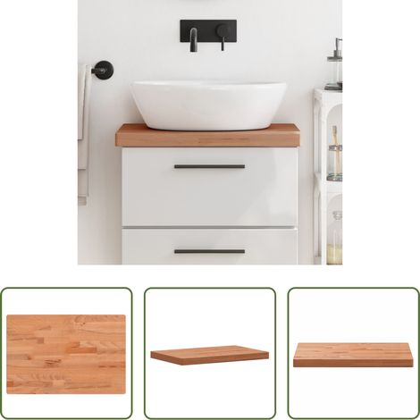 Bois de hêtre - Comptoir de salle de bain 60x40x4 cm bois massif de hêtre (1/5)