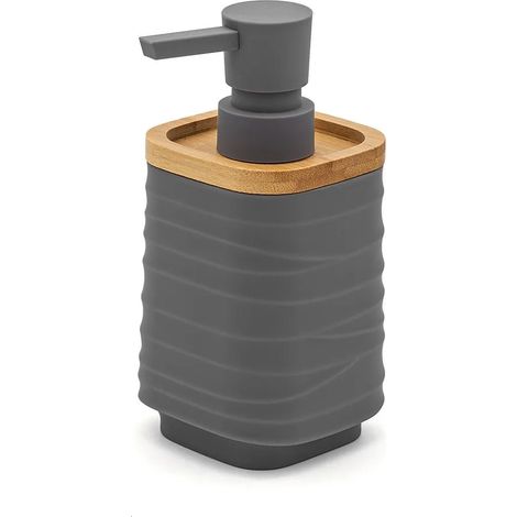 Dispenser sapone da appoggio grigio in abs e bambù Wave (1/5)