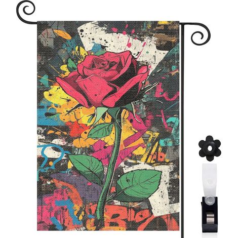Drapeau de jardin décoration pour maison de campagne toile lavable double face 30 x 45 cm pour porche et cour (1/5)