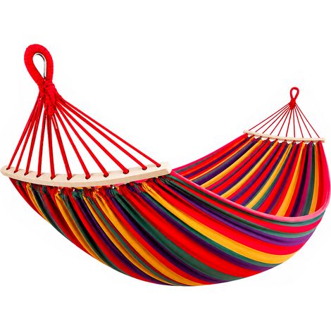 Amaca Con Borsa Da Trasporto E Terminali In Legno Da 40 Cm Struttura Resistente Per Giardino Campeggio Spiaggia Relax Outdoor In Tessuto 275 X 155 Cm Rosso (1/5)