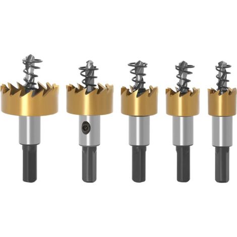 VURAHOME - Scies cloches HSS HSS plaquées titane pour acier inoxydable, alliage, métal, bois - 16 mm/18,5 mm/20 mm/25 mm/30 mm Lot de 5 (1/5)