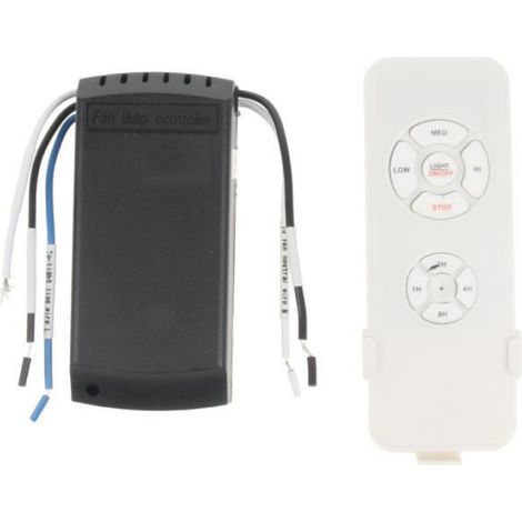 Kit Télécommande Ventilateur Plafond - Récepteur + Télécommande - Compatible Majorité Ventilateurs Plafond et Lampes - 30 m - Blanc Noir - 1 Pièce (1/4)