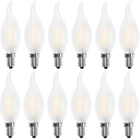 Ampoule LED E14 Flamme,Forme de Bougie,Blanc Chaud 2700K,4W Equivalence Incandescence 40W,400lm, Lot de 12 (1/5)