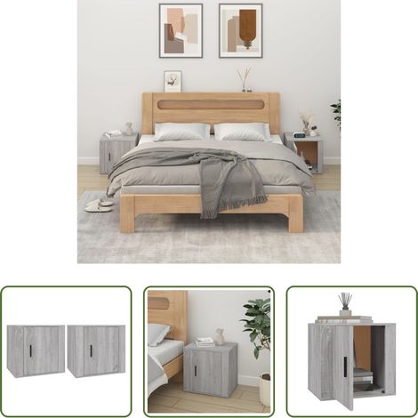 Nachttische - Nachttische 2 Stk. Grau Sonoma 50x39x47 cm (1/5)