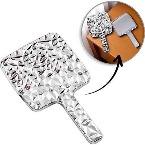 Specchio cosmetico con manico, monofacciale XL, altezza 23 cm, argento L24S