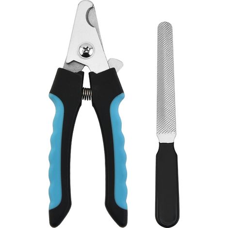 Coupe Ongle Chien et Chat Professionnel Mesure Grande Taille 16 cm en Acier Inoxidable – Pince Griffe pour Toilettage Chiens avec Securite - Accessoire Animaux (Bleu-Noir)