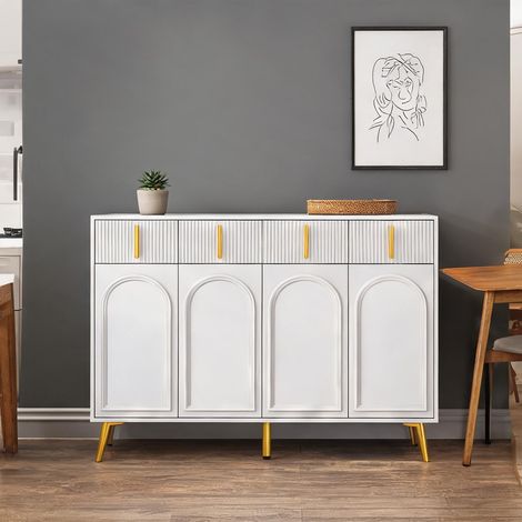 Buffet coloris blanc en MDF 140 x 38 x 82 cm (1/5)