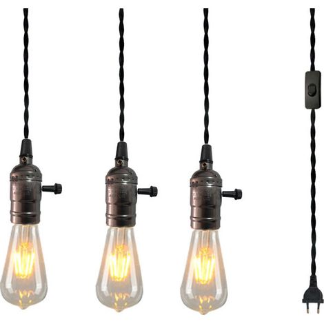 Lustre de style industriel rétro personnalité créative multi-tête un pour trois style européen café restaurant lampe plug line petit lustre (sans source lumineuse) (1/5)