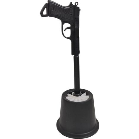 Pistolet brosse WC avec support noir - Maintient votre WC en tir (1/5)
