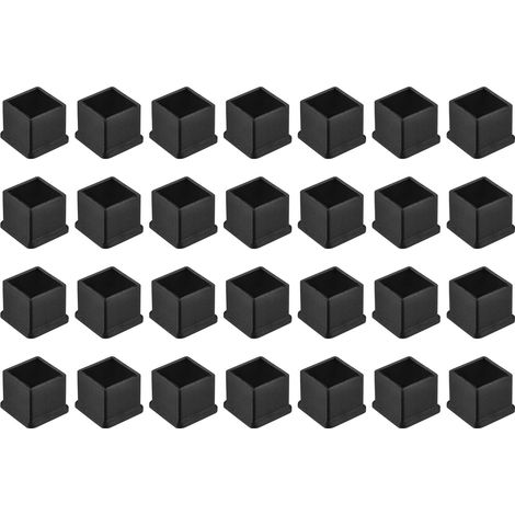 28 Pièces Bouchons Carrés en Plastique 16 x 16mm Noir (1/5)