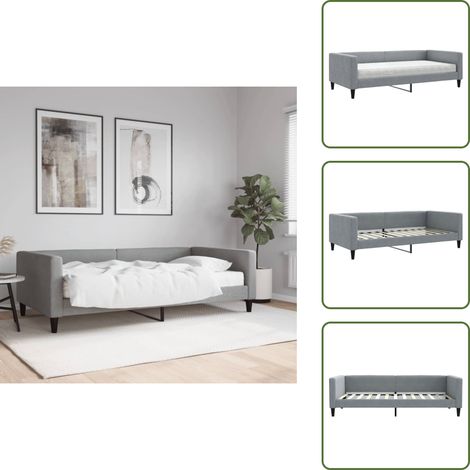 The Living Store Sofá cama con colchón tela gris claro 100x200 cm - Sofá cama 2 en 1