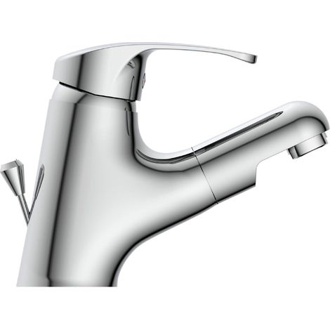 Schläfer - Miscelatore per Lavabo Bagno con Doccino Estraibile Serie Triest Piletta 1"1/4, Rubinetto Miscelatore 35125020 per Lavandino Lavanderia, Cartuccia Ø 40mm, Finitura Cromo, Argento