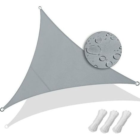 Voile D Ombrage Triangle - 3x3x3 M - Polyester 160 Gsm - Protection UV 95% - Imperméable - Pour Jardin Terrasse Balcon - 1 Pièce