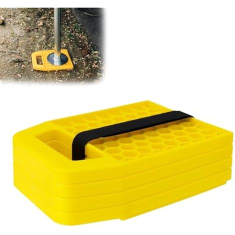 Coussin De Cric pour Camping-Car, Tapis De Cric De Camping-Car, Plaques D'espacement pour Caravane, Bloc De Nivellement avec Structure RenforcéE, Lot De 4, Jaune (1/5)