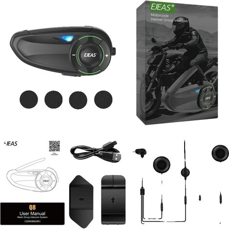 Auriculares, intercomunicador para 6 personas, diseño impermeable, Q8, 1 unidad. (1/2)