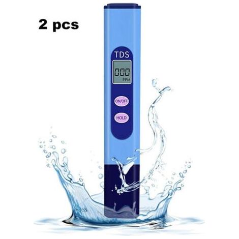 Lot de 2 testeurs TDS, testeur de qualité de l'eau avec écran LCD, plage de mesure de 0 à 9990 ppm, portable, pour l'aquaculture, les piscines et les robinets domestiques