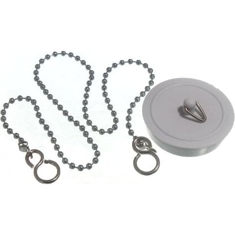 One Stop DIY Lot de 3 bouchons de lavabo en plastique avec chaîne chromée Blanc 44 mm