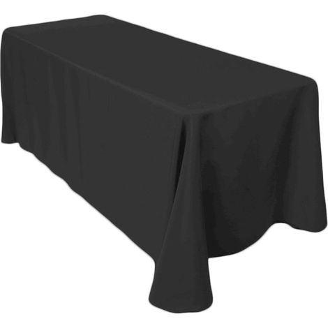 Nappe Table Rectangulaire - Coton Polyester - 177,8 x 320 cm - Noir - Pour Mariage Fête Anniversaire - 1 Pièce (1/5)