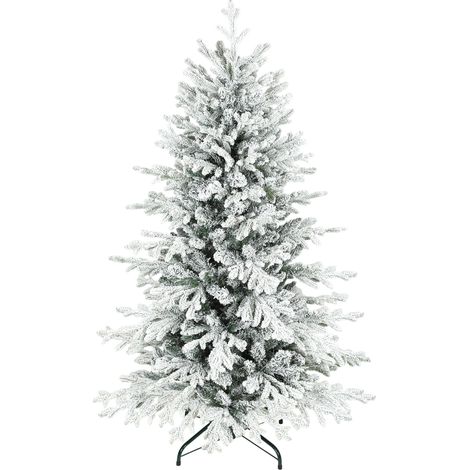 Künstlicher Weihnachtsbaum, 150cm Christbaum mit Schnee, 1162 Zweigen, klappbarem Metallständer (1/5)