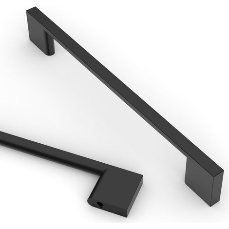 Set mit 2 mattschwarzen Küchenschrankgriffen (96 mm Lochabstand), Schrankgriffe, Schubladengriffe, Küchenschrankbeschläge