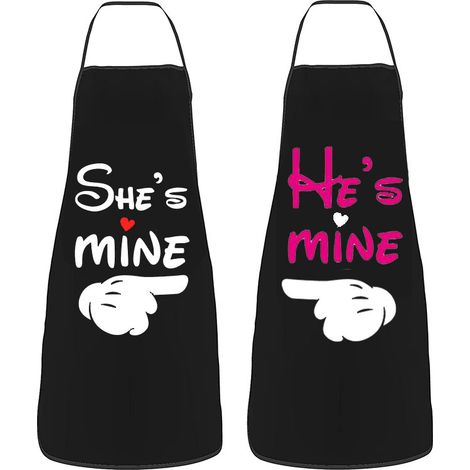 2 Pièces Tabliers pour Couples, Tabliers de Couples Drôles - Tabliers de Cuisson Domestiques, Tablier de Ménage pour Couples, Tabliers de Cuisine pour Femmes et Hommes, avec Sangle de Cou Ajustable