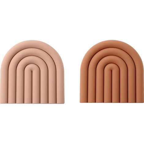 2 dessous-de-plat en silicone, épais et anti-brûlures, 15x15 cm, imperméables et égouttants, pour usage intérieur et extérieur (1/5)