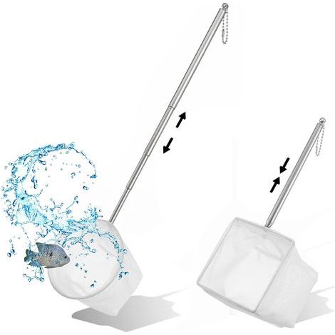 Set mit 2 Aquariumkeschern mit Teleskopgriff, Edelstahl, feinmaschig, zur Reinigung von Fischen und Garnelen (1/5)