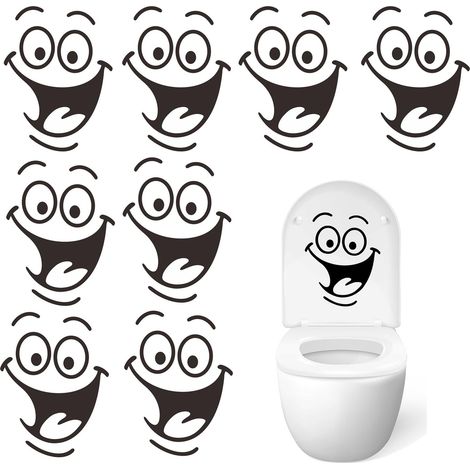 Stickers Toilette WC,8 pièces Autocollant Mural WC Siège,Bricolage de La Salle de Bain Autocollant,Autocollants Amovibles pour Les Salles de Bains, Décoration D'autocollant Mural 24x18cm (1/5)