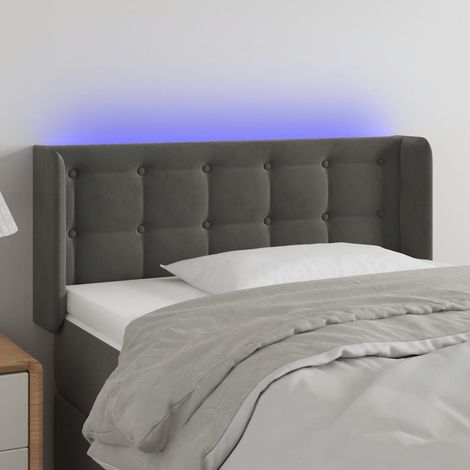 Tête de lit à LED Résistante et économique, Panneau de lit, Gris foncé 103x16x78/88 cm Velours OIB1722E (1/5)