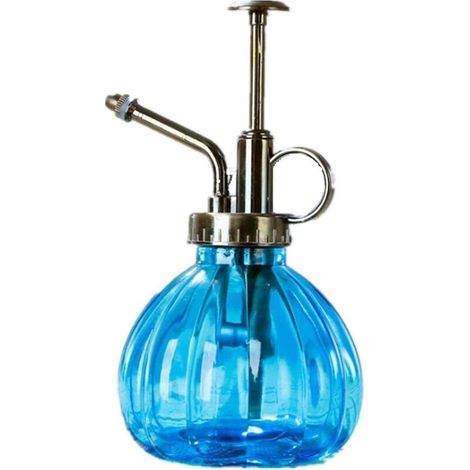Vintage Pumpkin Watering Can, Glass Spritzer with Bronze Top, Plastic Pump, One-Hand Watering Can, 250ml (Blue) (1/5)